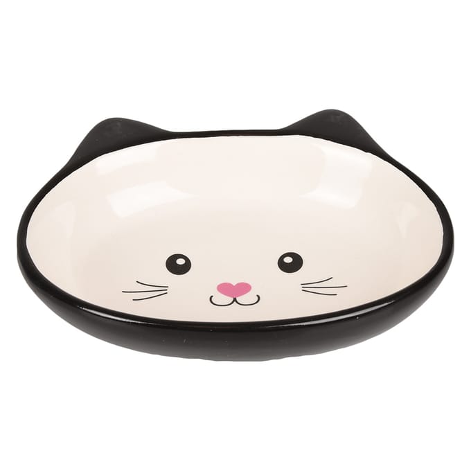 Flamingo - Kattenvoerbak Isa - Zwart/ Wit - 14 x 12.5 x 3.5 cm