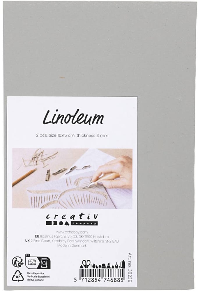 CC Linoleumplaat Rubber 10x15cm Lichtgrijs 2 stuks