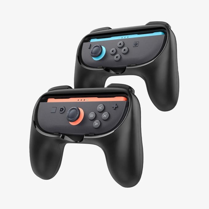 Spigen Controller Grip Geschikt voor Nintendo Switch 2 Joy-Con - NS100 Case - Ergonomisch Gamen - Linker & Rechter Joy-Con - 2-Pack (Zwart)