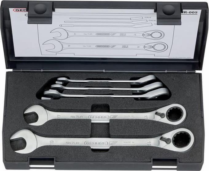 Gedore 2327651 7 UR-005 Ring-steeksleutelset 5-delig Sleutelbreedte (metrisch) 07 - 19 mm