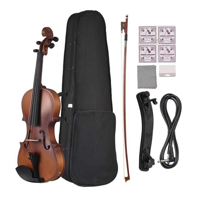4/4 EQ Viool Full Size Set Massief Houten Viool voor Beginners Studenten Scholieren Schouder black