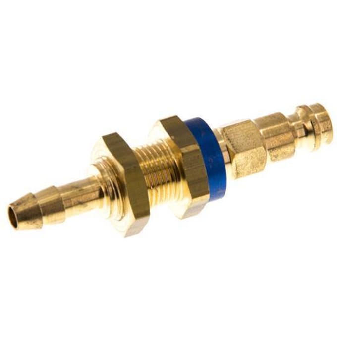 Messing DN 5 Blauw-Coded Luchtkoppeling Insteeknippel 6 mm Slangpilaar Schotkoppeling