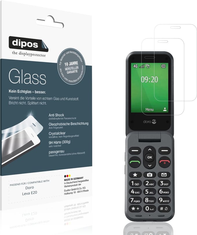 dipos – 2x Pantserfolie geschikt voor Doro Leva E20 | 9H Screenprotector