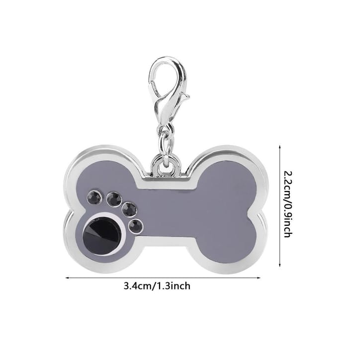 Legering Huisdier ID Tag Hond Kat Dier Naam Identificatie Hanger Botvorm (Grijs) Gray white
