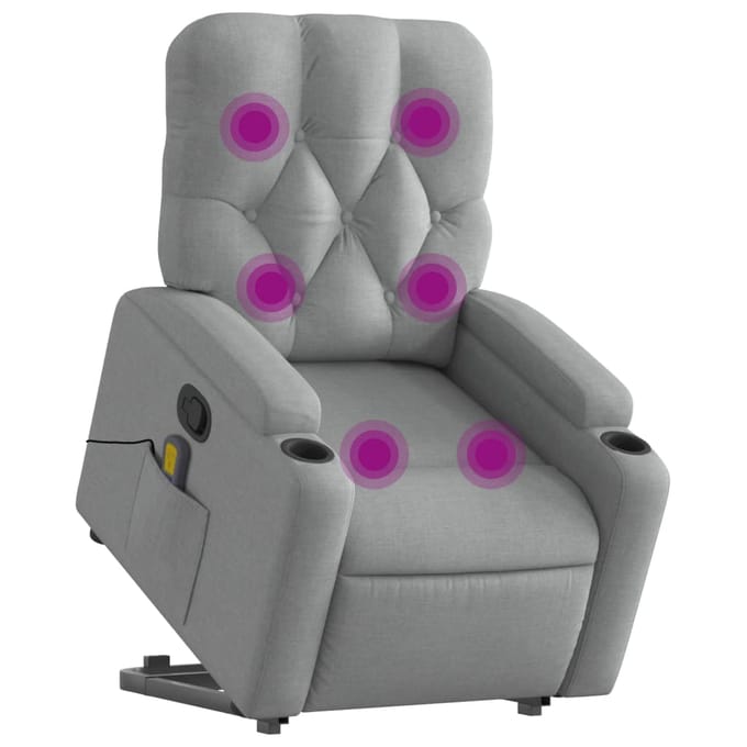 vidaXL - Sta-op-massagestoel - verstelbaar - stof - lichtgrijs