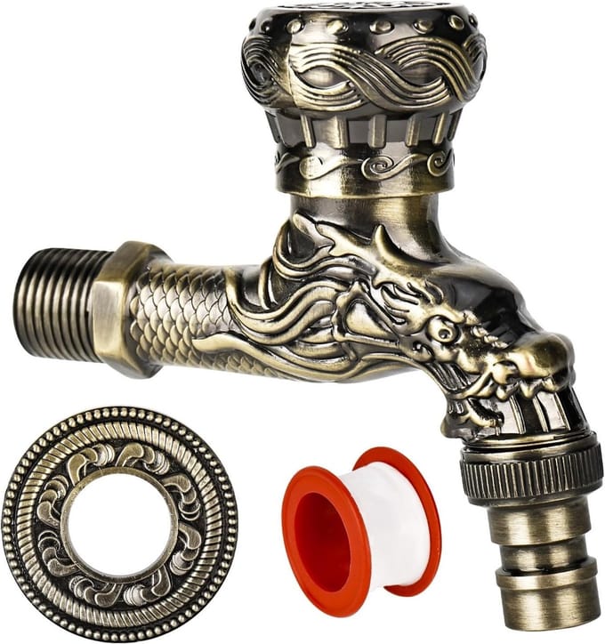 Solidchoice - Vintage Messing Tuinkraan met Complete Accessoires