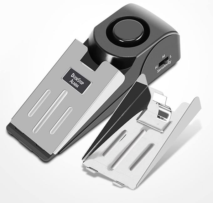 Deuralarm Set - Deurstopper Alarm - Extra Beveiliging - 120dB Luid Alarm - 2 Stuks - Zilver
