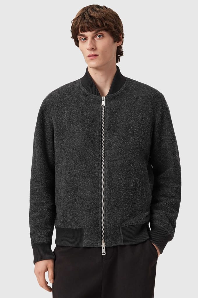 AllSaints Saku Bomber Charcoal Grey Taglia: M | Bomber Outlet | Uomo | Nero