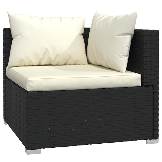 vidaXL - 4-delige - Loungeset - met - kussens - poly - rattan - zwart