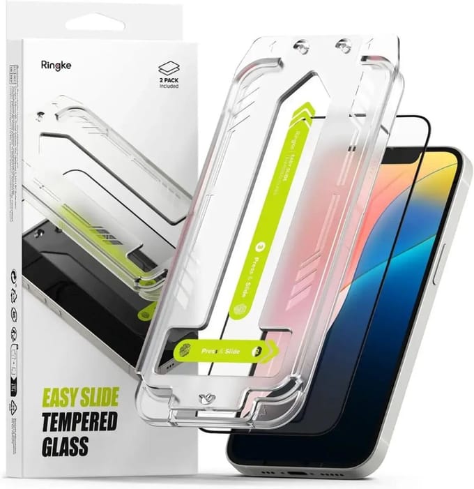 Ringke Easy Slide Geschikt voor Apple iPhone 17e/16e/14/13/13 Pro | Screen Protector met Jig | 9H Volledig Dekkend Tempered Glass | Case Friendly | Gemakkelijke Installatie | 2-Pack