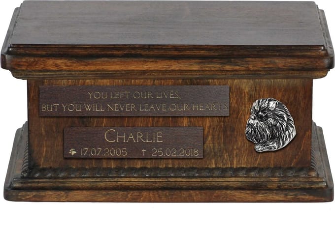 Persoonlijke houten urn voor Affenpinscher hondenas met gravure