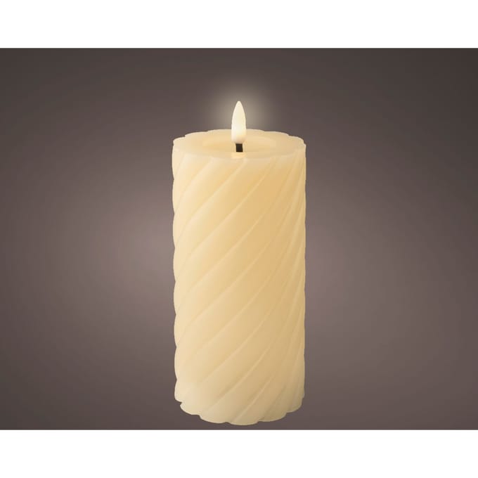 Lumineo Luxe LED kaars/stompkaars - creme wit - D7,5 x H17 cm - timer