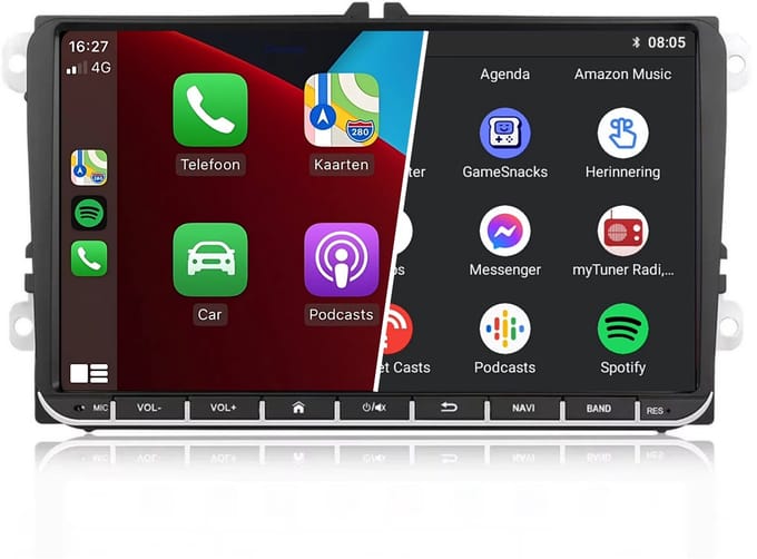 CarPlay autoradio voor Volkswagen Transporter Multivan T6 | 2015 t/m 2019 | Draadloos Apple CarPlay & Android Auto | Denago | 9 Inch Touchscreen | Bluetooth & Wifi