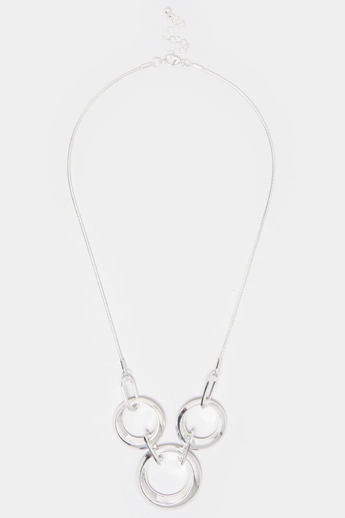 Yours Ketting Met Drie Cirkelvormige Hangers In Zilversize One Size
