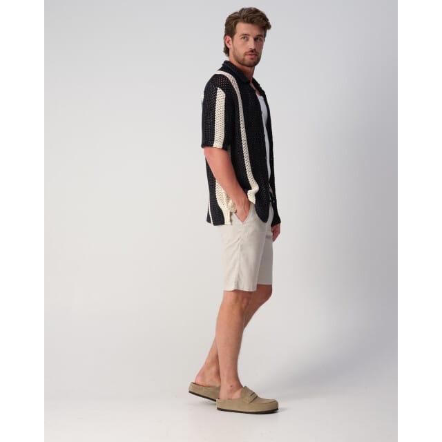 tapered chinobermuda van linnenmix model 'DS_3S'