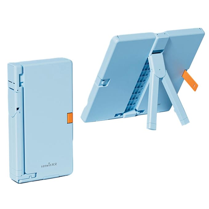 tenwin Etui en Opvouwbare Boekenstandaard 2-in-1 Multifunctioneel Dubbellaags Pennenbakje Draagbaar blauw