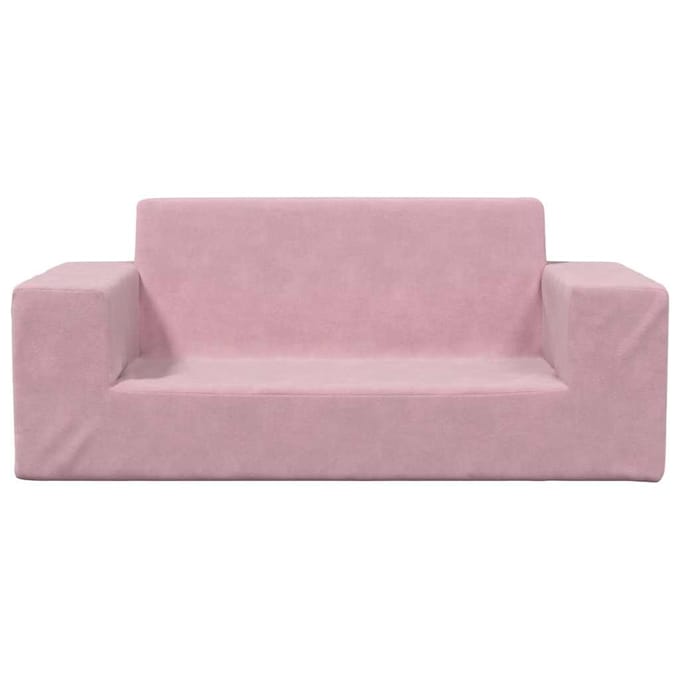 vidaXL - Kinderbank - 2-zits - zacht - pluche - roze