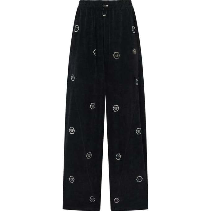 Chenille Skater Fit Tracksuit Pants Monogram Strass