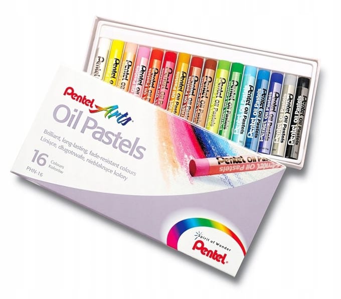 Pentel - Oliepastels - 16 Kleuren - Ronde Vorm - Intense Kleuren