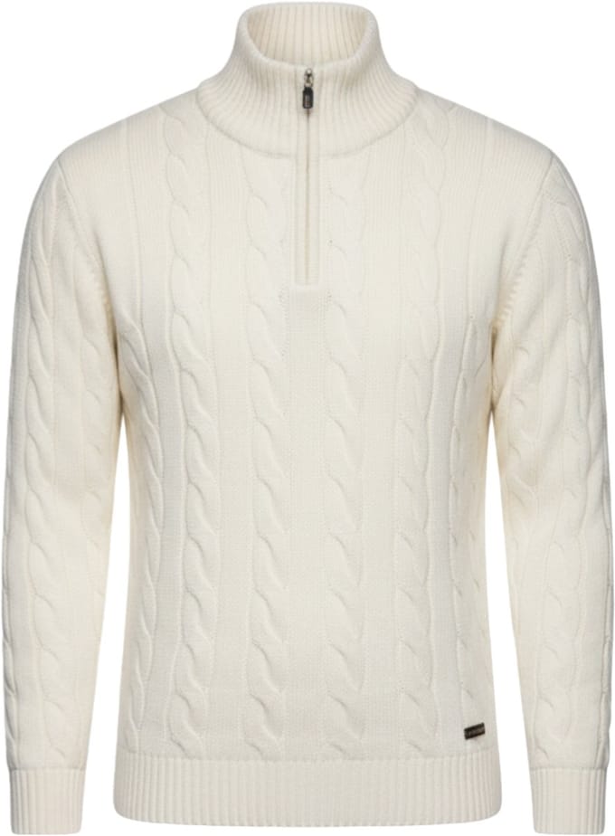 OMBRE Trui - Regular Fit - Katoen - Lange Mouw Crème S