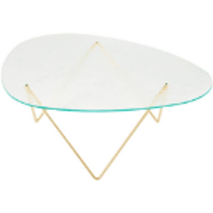 Gubi Pedrera salontafel - messing - gestructureerd transparant Glas