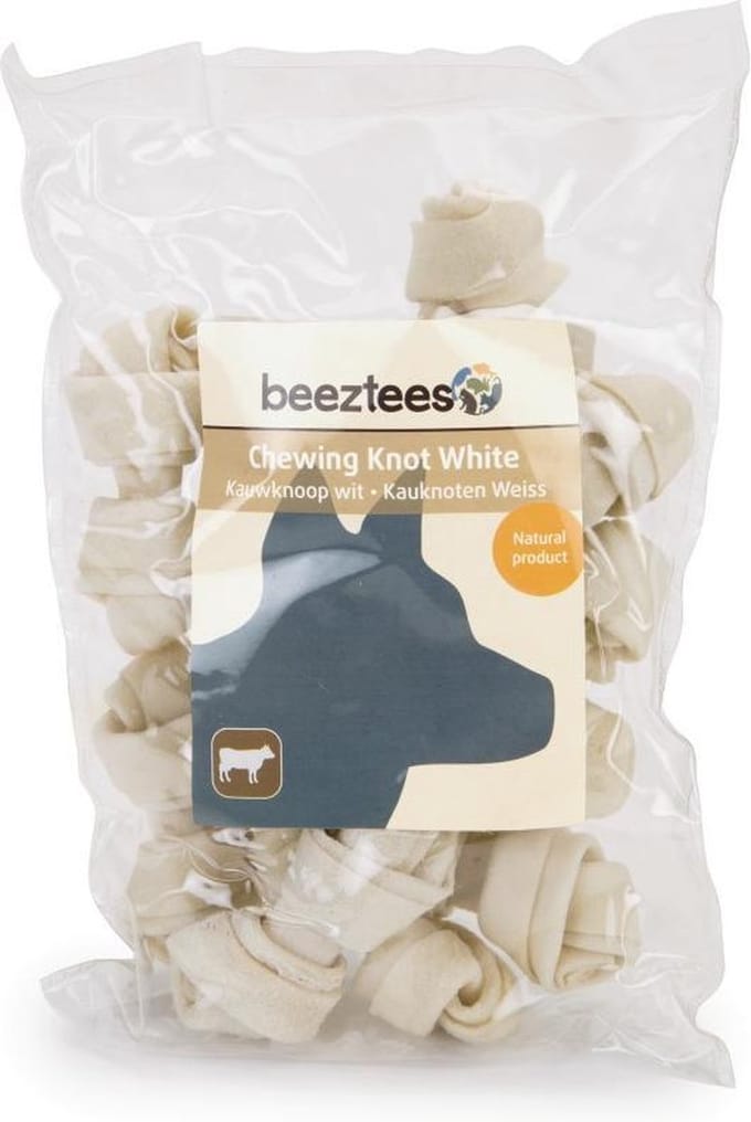 Beeztees - Snacks kauwknoop - Wit - hondensnack - 12 cm x 7 cm