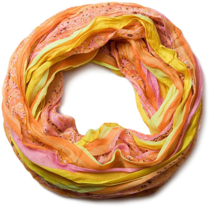 styleBREAKER Loop sjaal met strepen en paisley patroon 01018004