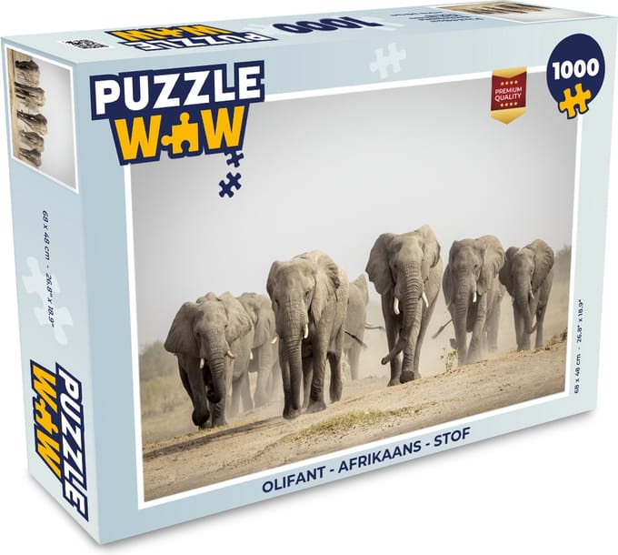 Puzzel Olifant - Afrikaans - Stof - Legpuzzel - Puzzel 1000 stukjes volwassenen