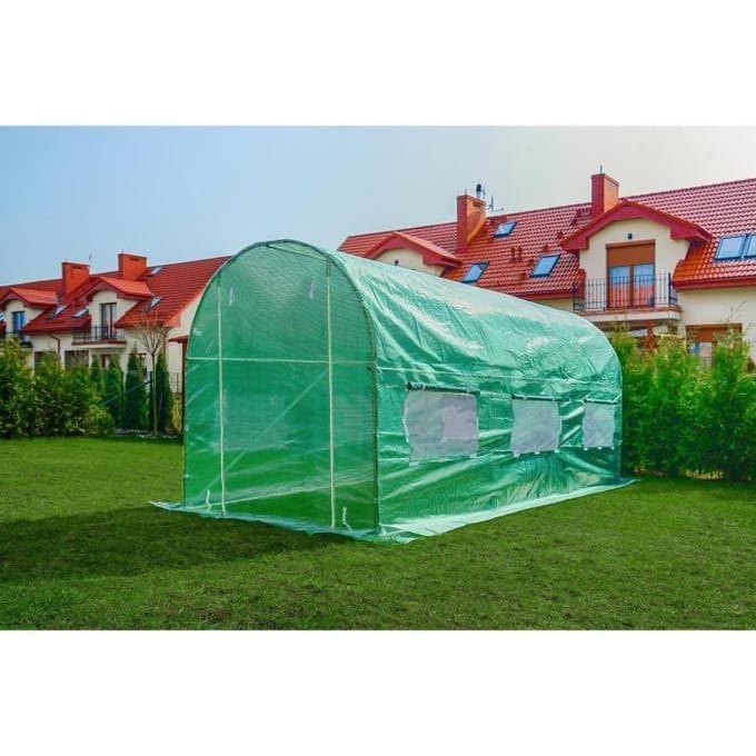 Kas - Metaal - 4x2,5x2m - Groene PE-folie - Horramen - 10m2 groen