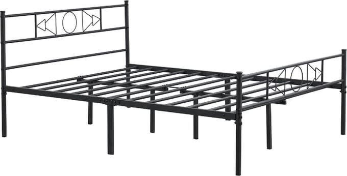 Metalen Bedframe - 2 persoons - 140x200cm - Incl. lattenbodem - Zwart