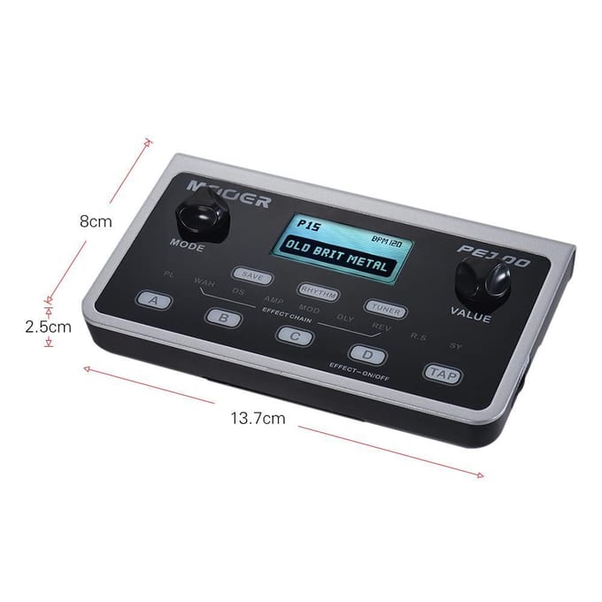 MOOER PE100 Draagbare multi-effectprocessor Gitaareffectpedaal 39 effecten 40 drumpatronen 10 EU Plug