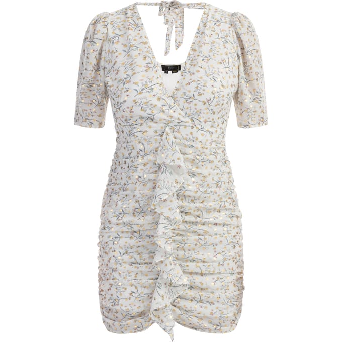 Faina Gedrapeerde jurk Dames Wol Wit Veelkleurig
