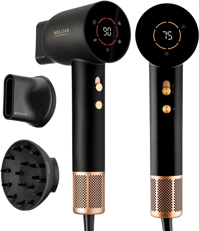 Mellian SilkBlow Föhn met Display - Haardroger met Diffuser - Smart functie - Fohn met Ionisch effect
