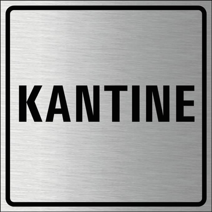 Kantine bordje, geborsteld aluminium 150 x 150 mm