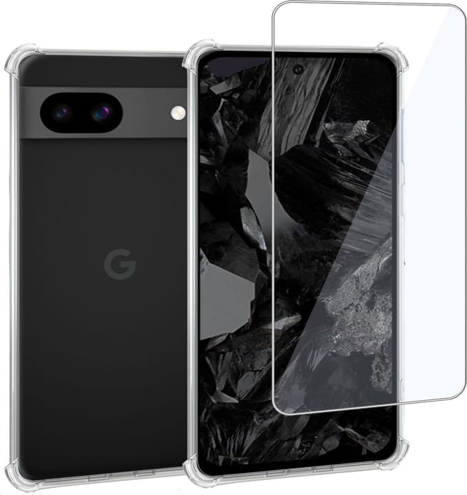 Geschikt voor Google Pixel 8a - Hoesje + Screenprotector – Gehard Glas Cover + Shock Proof Case - Transparant