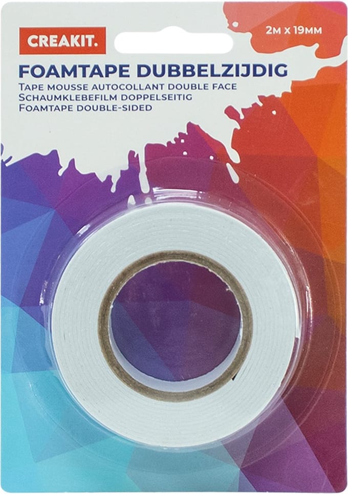 CREAKIT. Dubbelzijdig Foamtape 19 mm – Dubbelzijdige tape – Knutsel Tape – 2 Meter – Wit