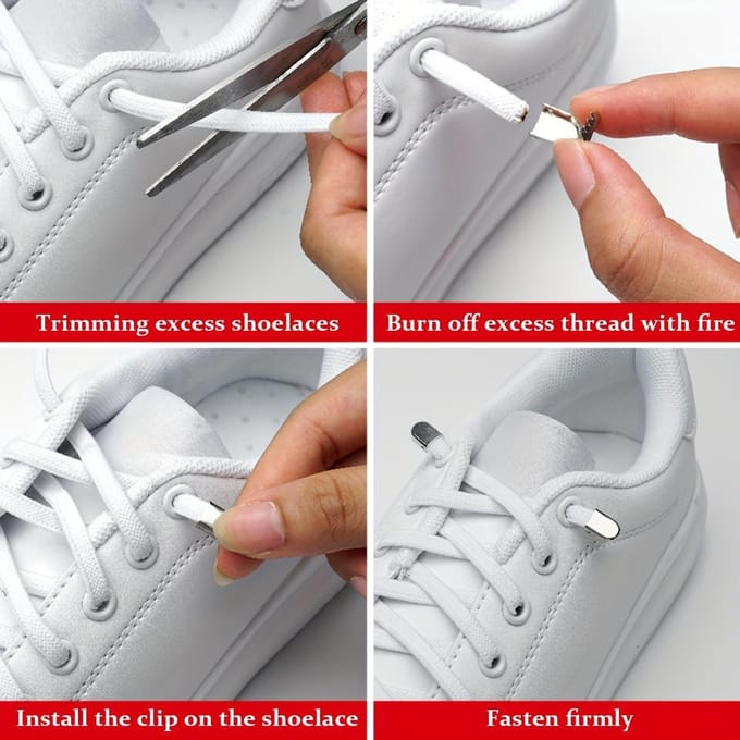 10 pièces Clips Métalliques Sans Lacets - Ajustement Sécurisé Facile en Un Clic, Parfait pour les Baskets Paresseuses white