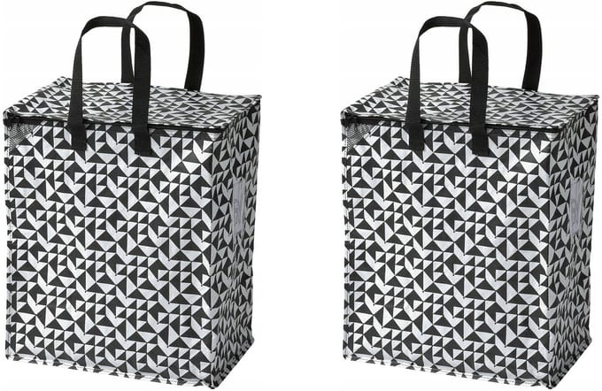 2x Herbruikbare Opbergtas Zwart/Wit 40x25x47 cm - 47L