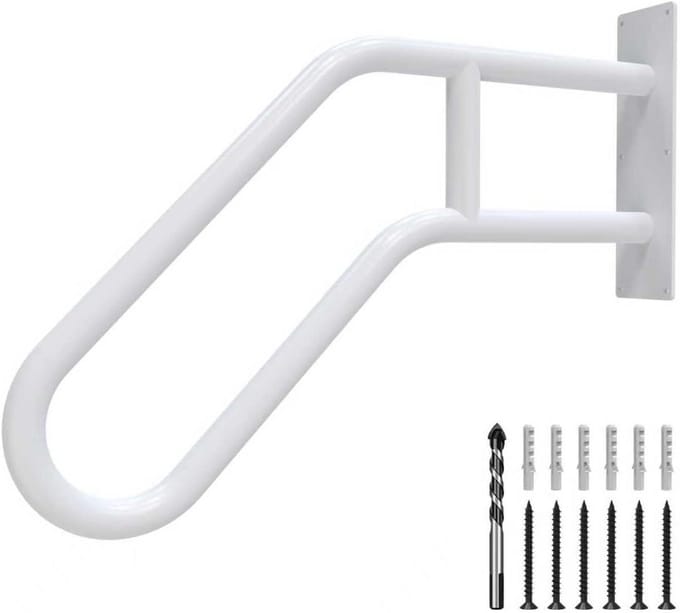 Trapleuning - Wandhouder leuning - Veilig traplopen - U-vormig ontwerp - 66 cm - Wit