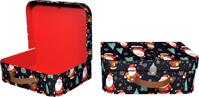 Dekoratief | Set 2 koffertjes 'Santa is Coming', 25x18x7cm | A245454