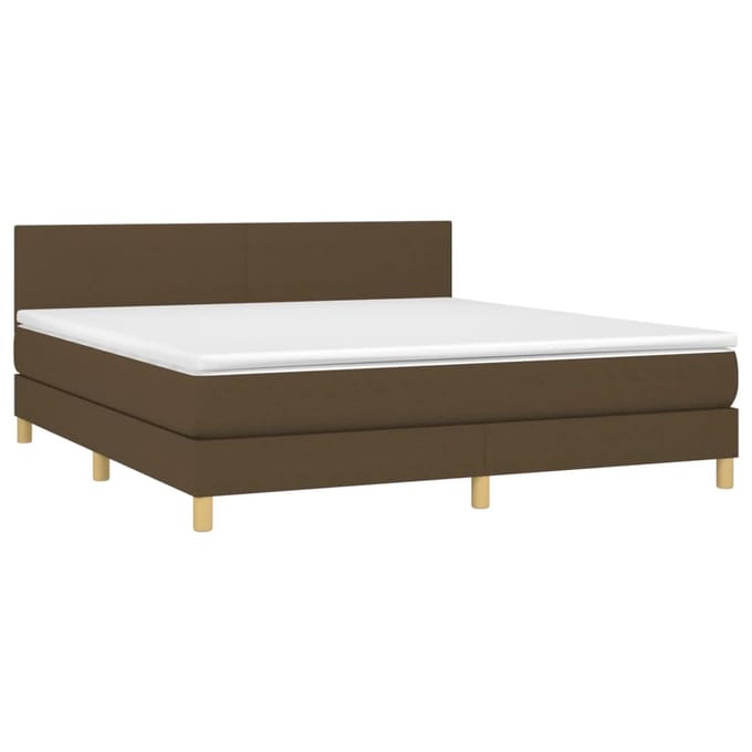 vidaXL - Boxspring - met - matras - en - LED - stof - donkerbruin - 180x200 - cm