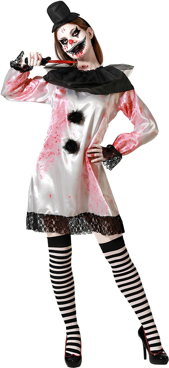 ATOSA - Pierrot-moordenaar-vrouwenkostuum - M / L