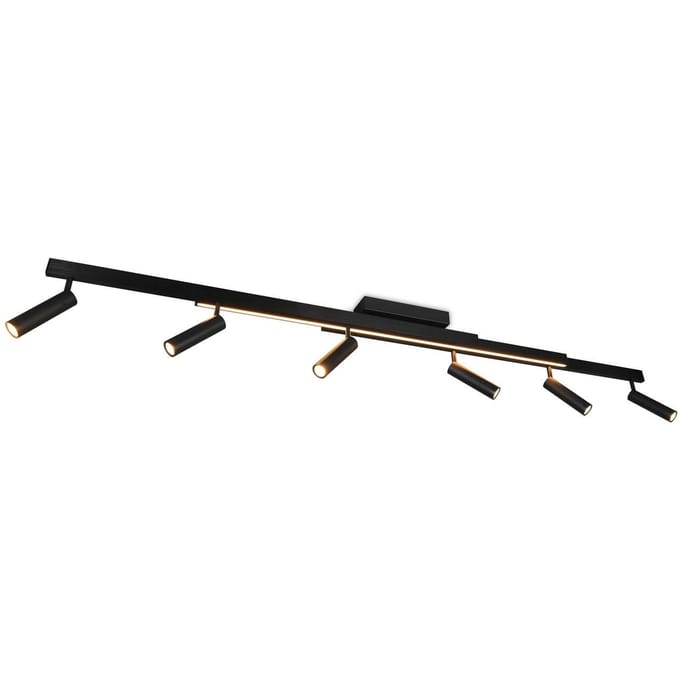 Trio Lighting Zeno plafondspot, 6 spots, mat zwart, metaal