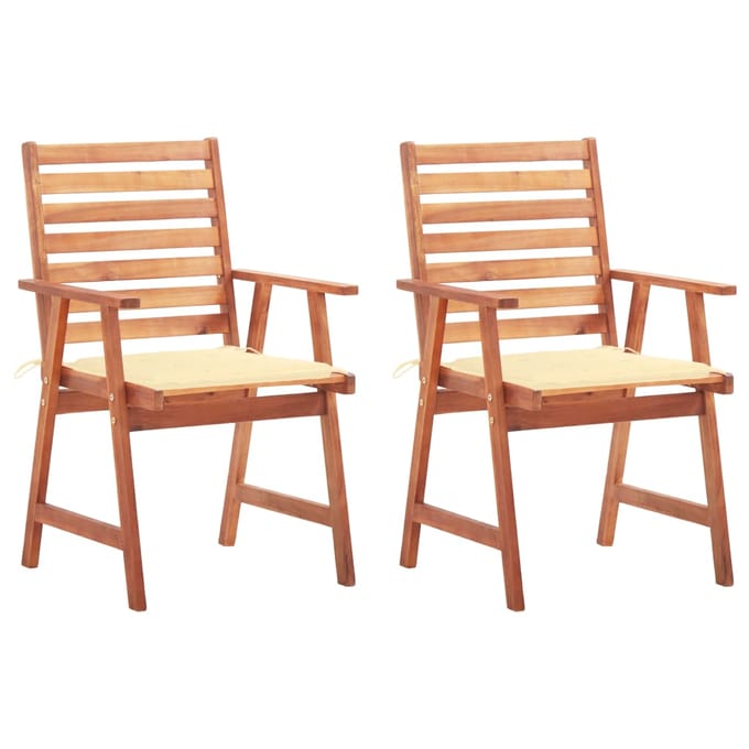 vidaXL - Tuinstoelen - 2 - st - met - kussens - massief - acaciahout