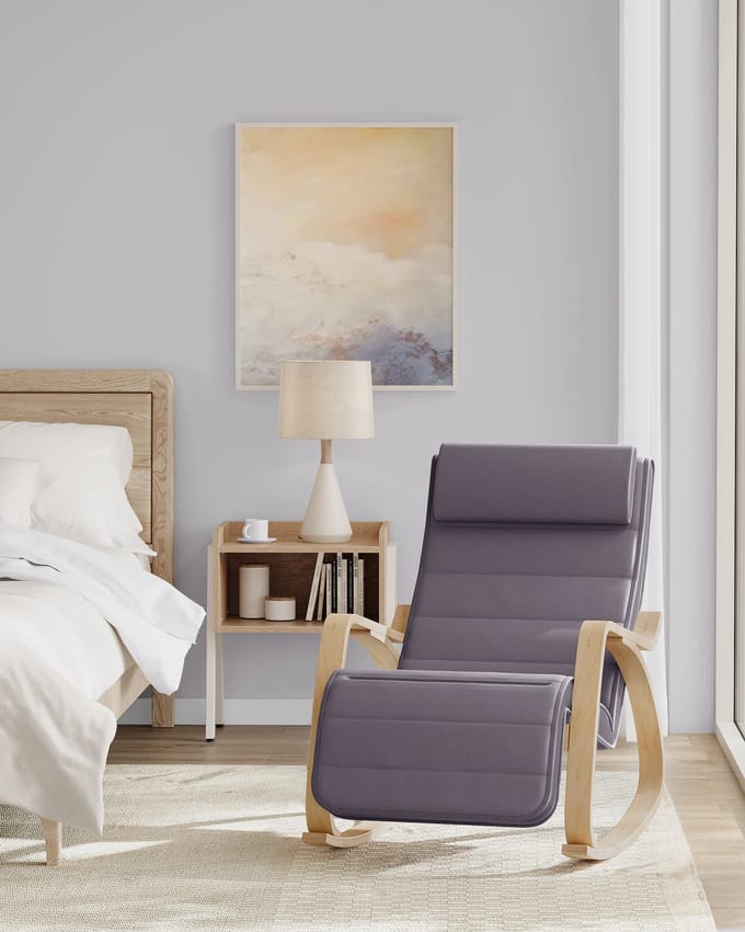 Songmics Schommelstoel Ontspannen Fauteuil, Relaxstoel, Verstelbare Voetensteun