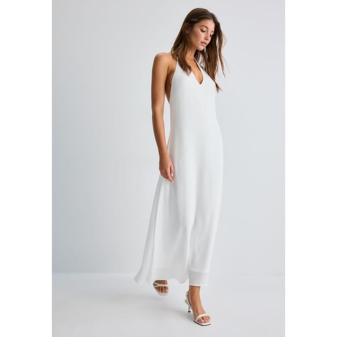 Stradivarius Halter midi-jurk  Wit XL