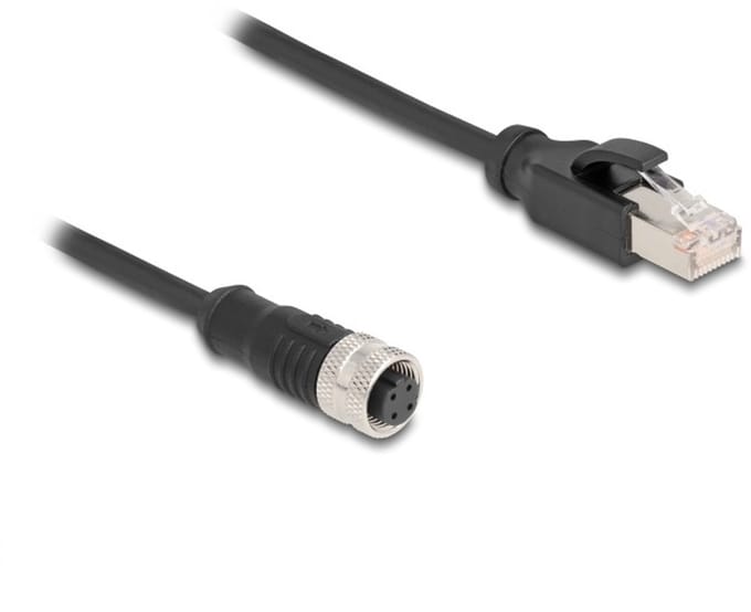 M12 4-pins D-gecodeerd (v) - RJ45 (m) industriële netwerkkabel | CAT5e | PU | 0,50 meter