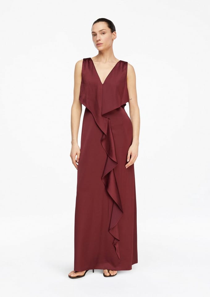 Maxi Satin Laarzen Aansluitend V-Hals Dames COMMA