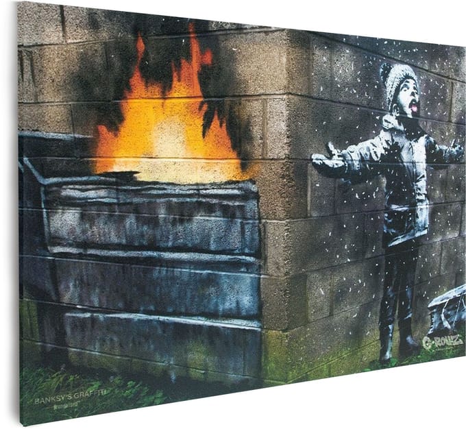 Banksy Graffiti - Canvas Schilderij 45x32 cm - Schilderijen Woonkamer