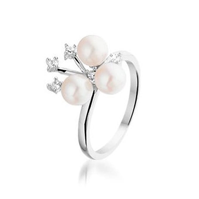 Montebello Ring Aimée - 925 Zilver Gerhod. - Parel - Maat 58-18,2mm